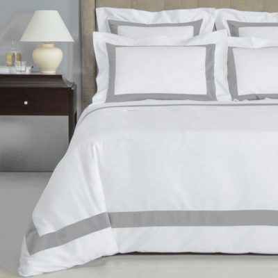 Фото 13 - Белое постельное белье со вставками 6 см и ушками 500TC.