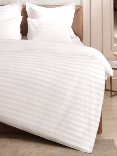 Фото 12 - Комплект постельного белья Страйп Сатин 3см 400TC белый.