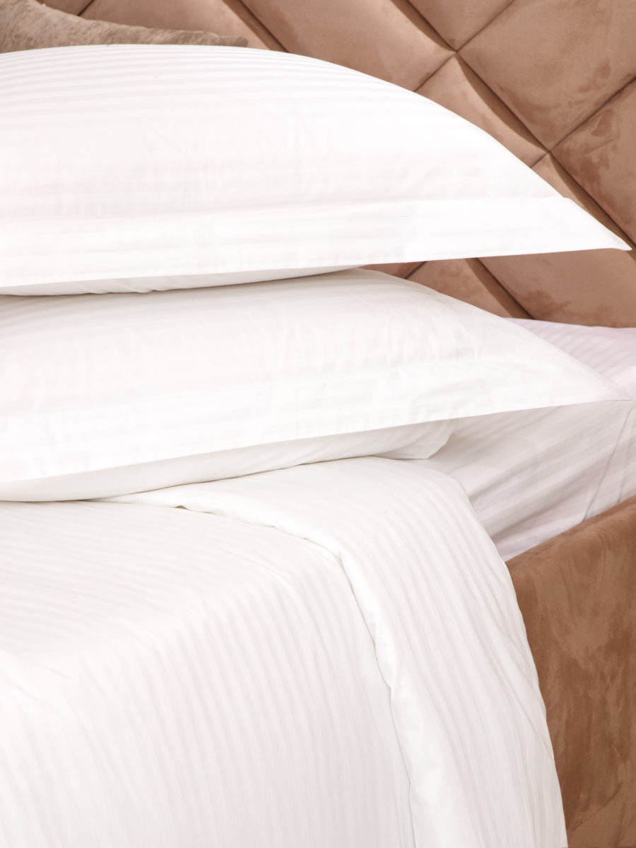 Фото 6 - Комплект постельного белья Страйп Сатин 1см 400TC белый.